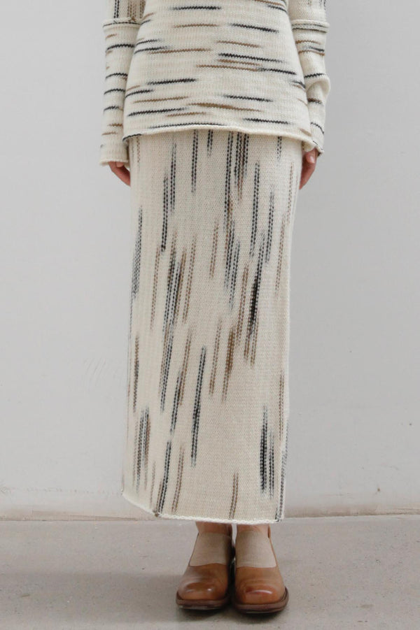 SWAYING/KNIT Thick Gradient Wool Skirt SW22AW3B04 White/Black Brown